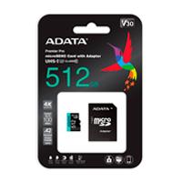 MEMORIA ADATA MICRO SDXC/SDHC UHS I 512GB CLASE 10 A2 100MB/85MB SEG V30 C/ADAPTADOR MEMORIA ADATA MICRO SDXC/SDHC UHS I 512GB CLASE 10 A2 100MB/85MB SEG V30 C/ADAPTADOR